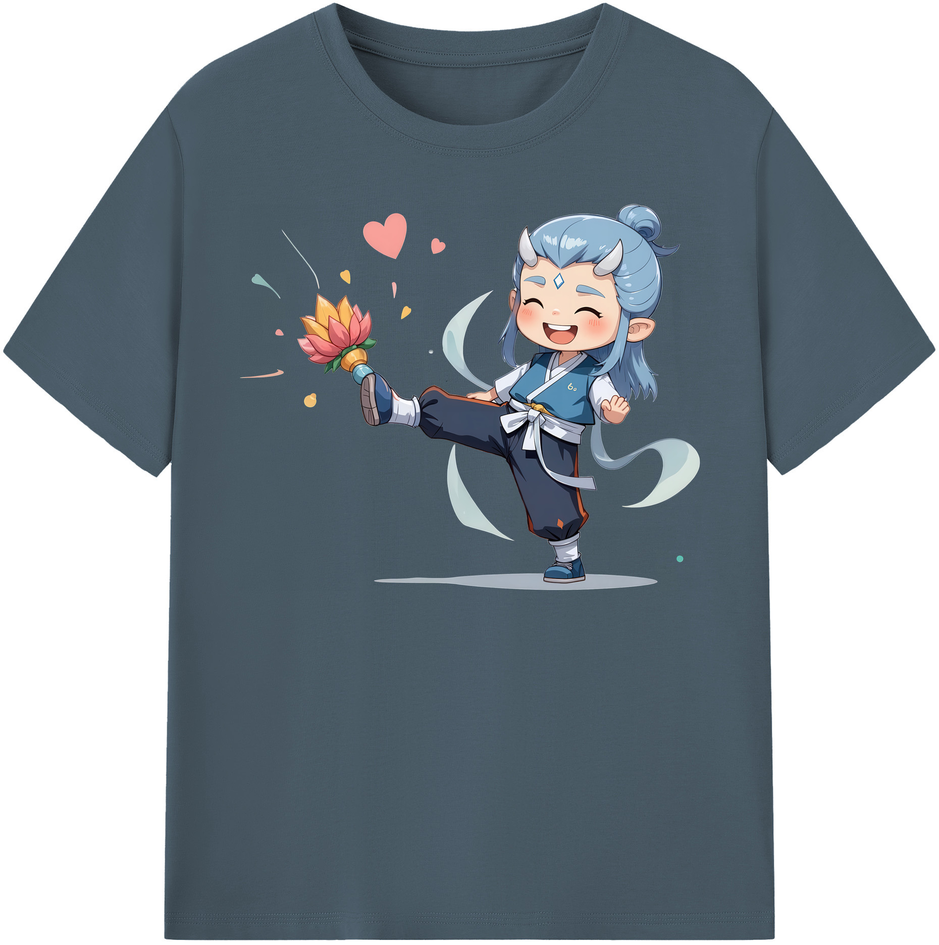 （画像用） Ne Zha 2 ナタ 魔童の大暴れ 綿100％半袖Tシャツ（フロントプリント）